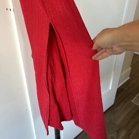 Zara women's red knotted crochet neck maxi dress braided macrame bodice - Picture 6 of 7